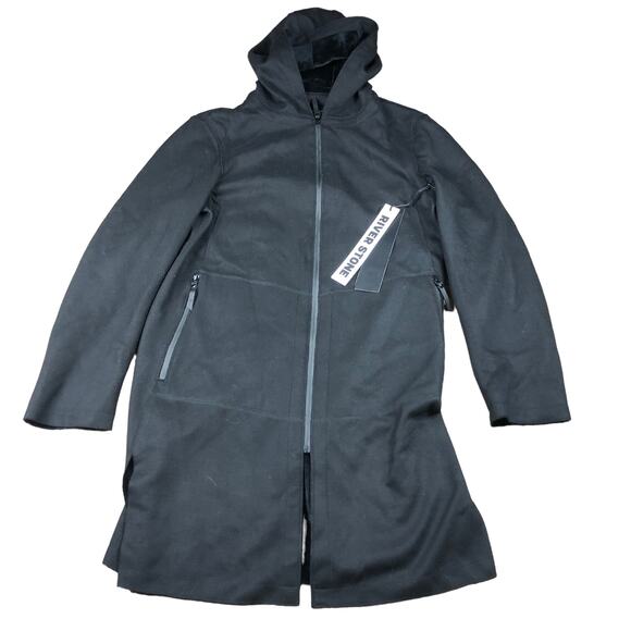 River stone Other - RIVER STONE‎ Coat Black Front Zip With Hood Men's Medium NWT Thick Modern